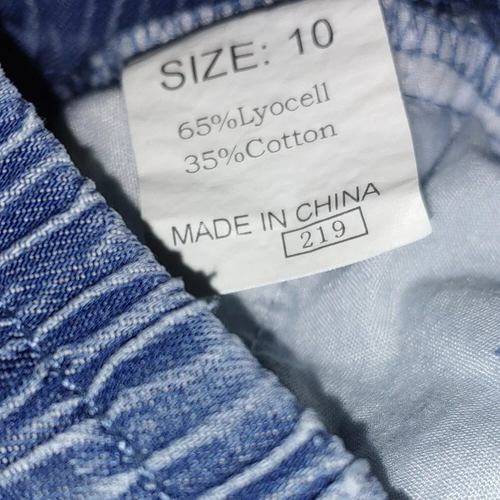 Unbranded Drawstring Wide Leg Chambray Pants Size 10 Blue